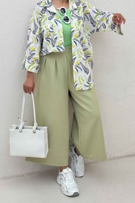 شومیز مانتویی نخی طرح برگ سوزنی