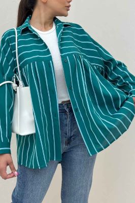 شومیز مانتویی parry راه راه دور چین ریز