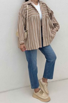 شومیز مانتویی parry راه راه دور چین ریز