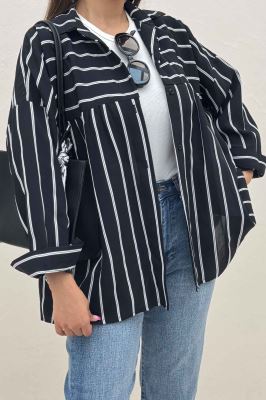 شومیز مانتویی parry راه راه دور چین ریز