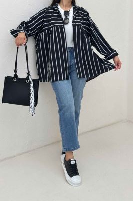 شومیز مانتویی parry راه راه دور چین ریز