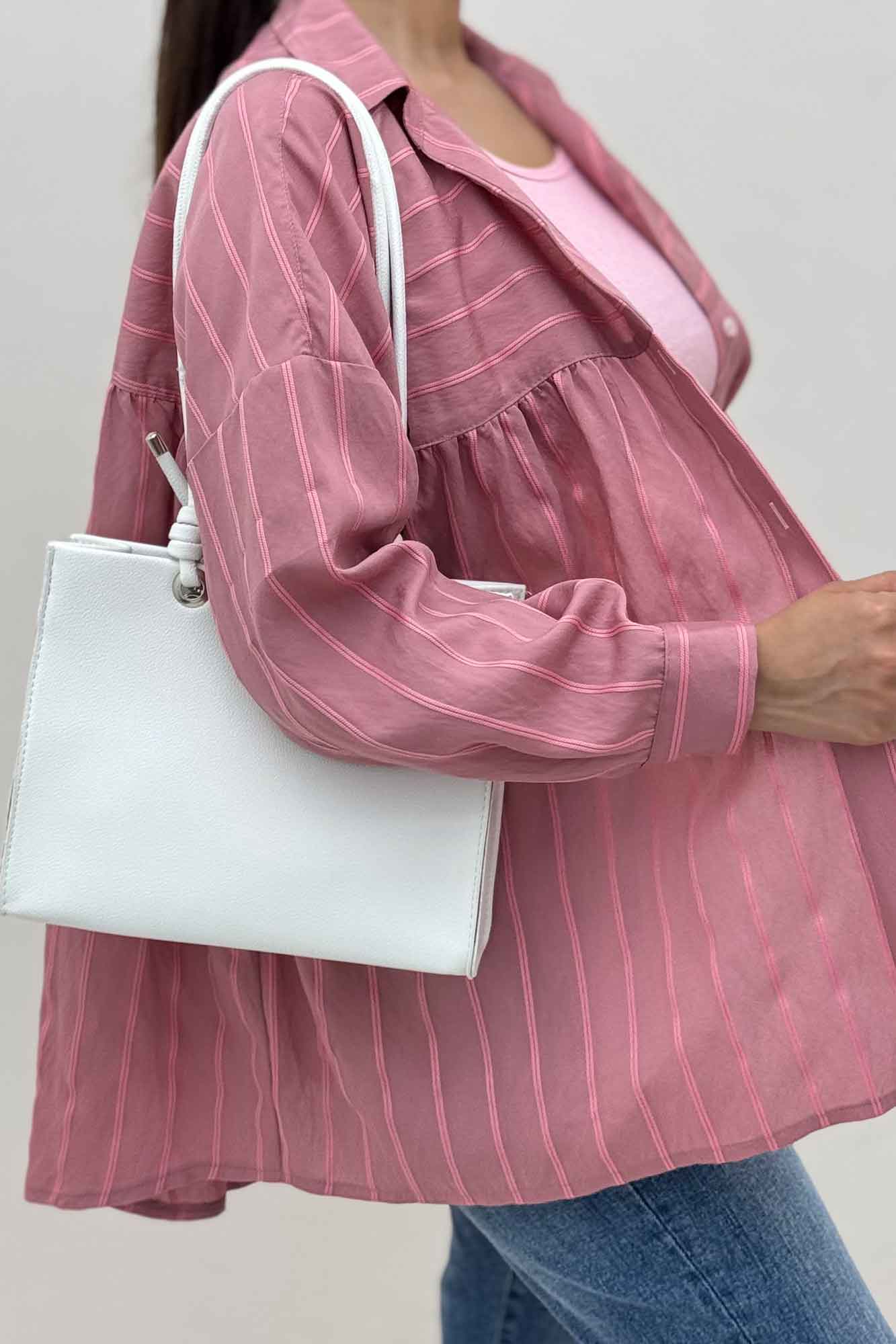 شومیز مانتویی parry راه راه دور چین ریز