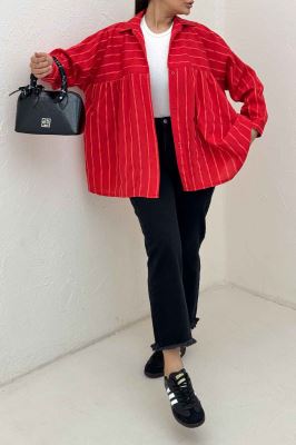 شومیز مانتویی parry راه راه دور چین ریز