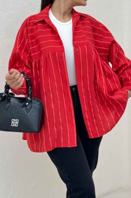 شومیز مانتویی parry راه راه دور چین ریز