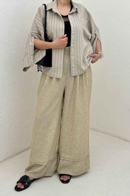 شومیز راه راه استرایپ سر آستین دکمه