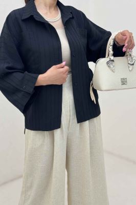 شومیز راه راه استرایپ سر آستین دکمه