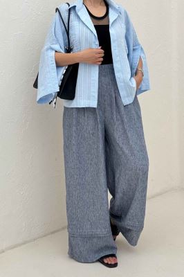 شومیز راه راه استرایپ سر آستین دکمه