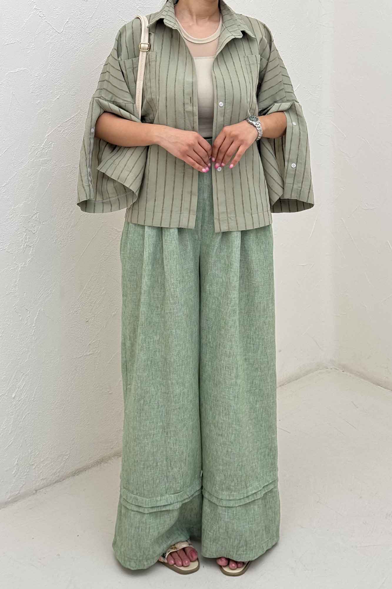 شومیز راه راه استرایپ سر آستین دکمه