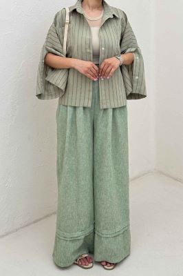 شومیز راه راه استرایپ سر آستین دکمه