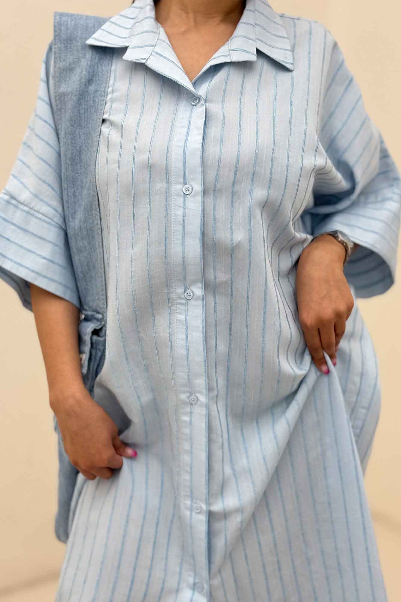 کفتان راه راه استرایپ جلو دکمه