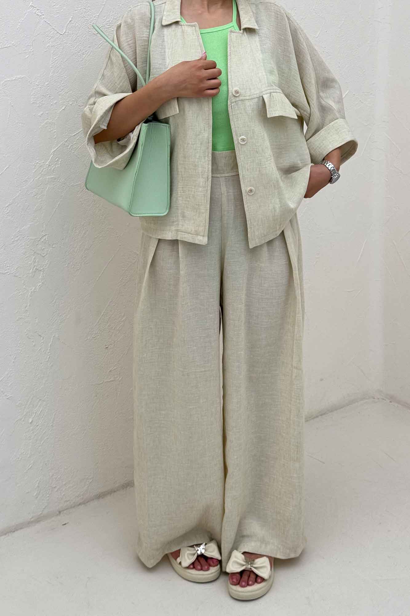 ست شومیز و شلوار لینن زارا ژیکال