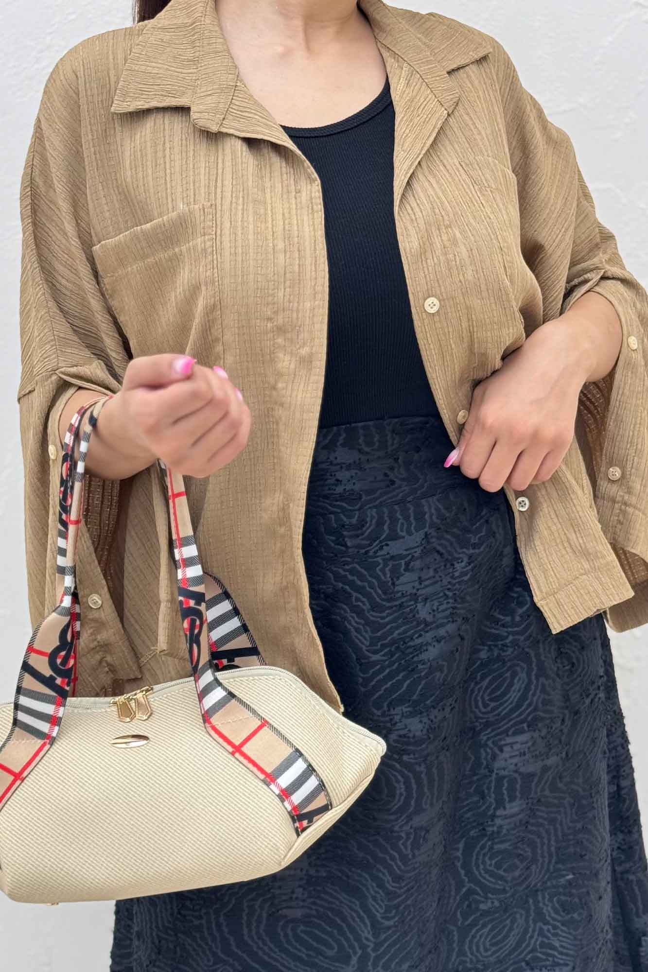 شومیز کریشه دو جیب آستین دکمه ای