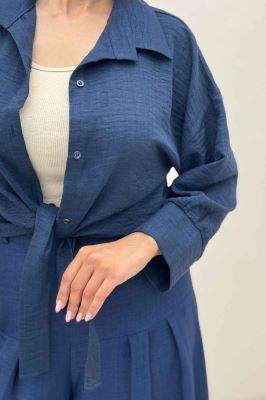 شومیز شانتون گره ای مچ دار