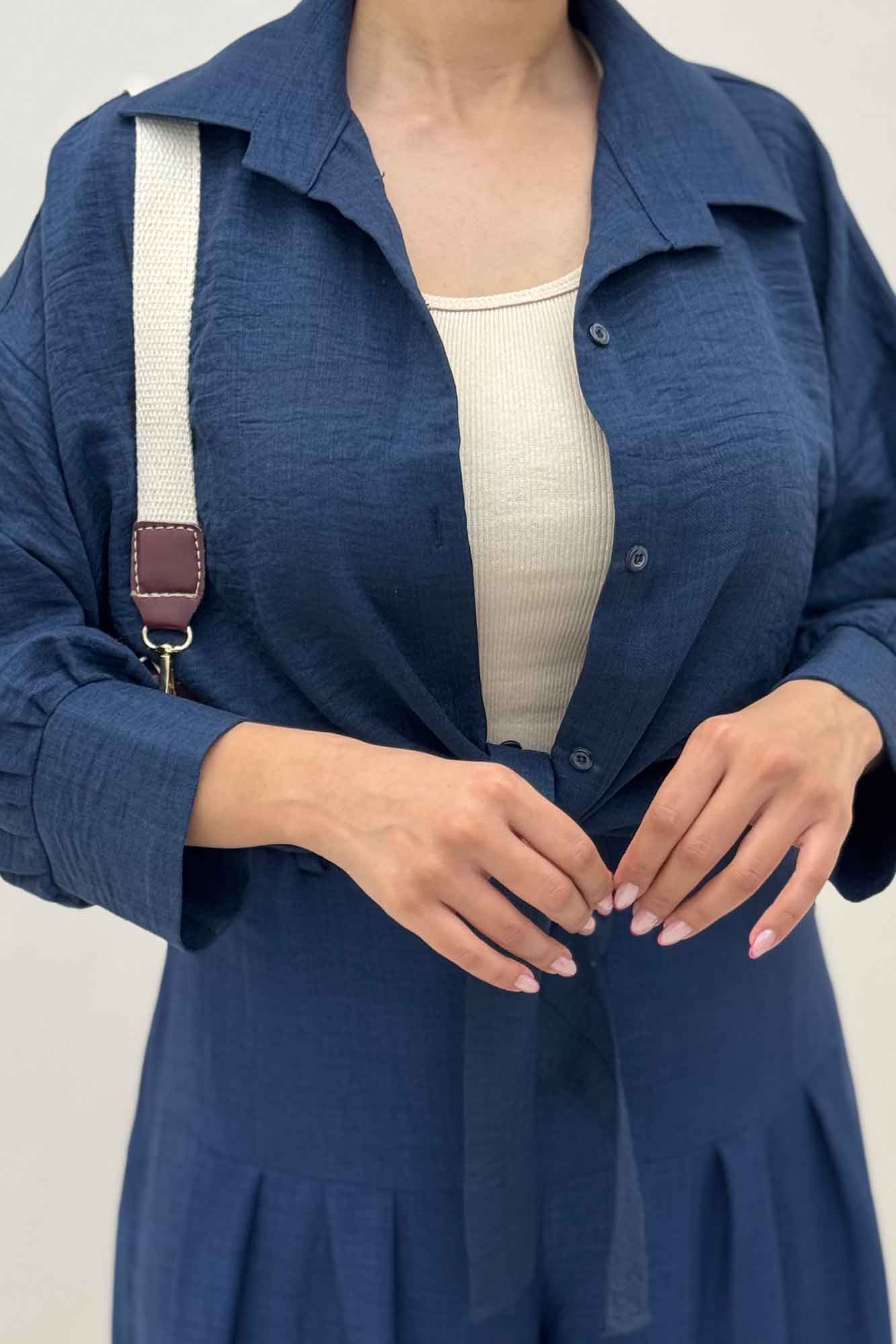 شومیز شانتون گره ای مچ دار