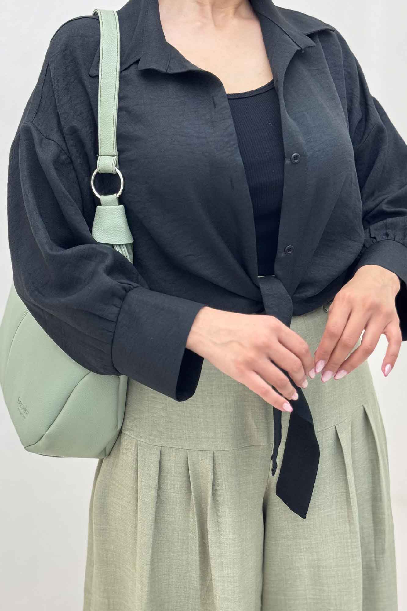 شومیز شانتون گره ای مچ دار