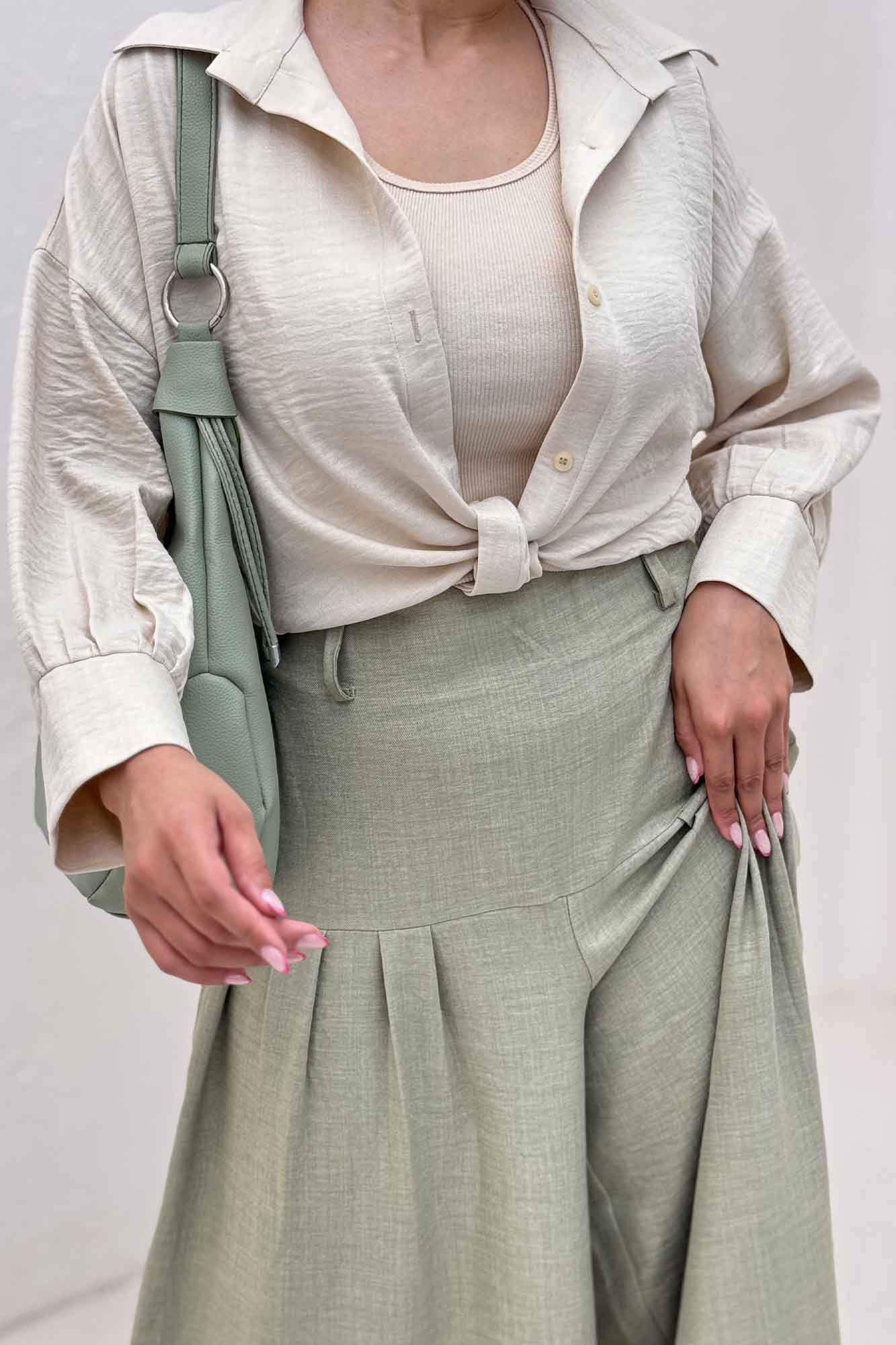 شومیز شانتون گره ای مچ دار