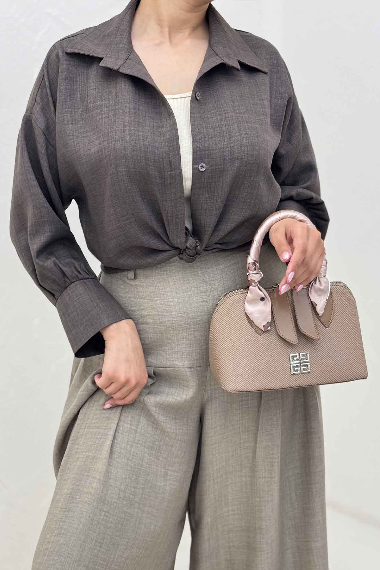 شومیز شانتون گره ای مچ دار