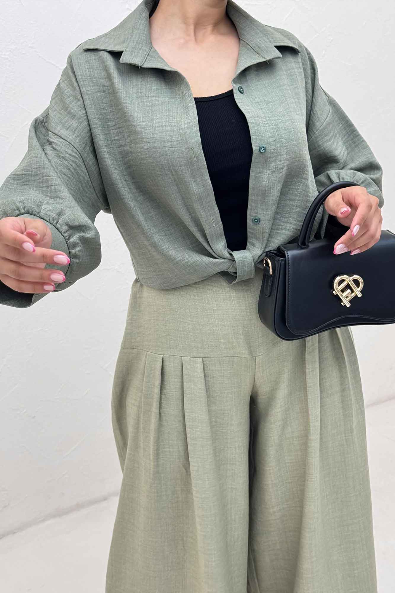 شومیز شانتون گره ای مچ دار