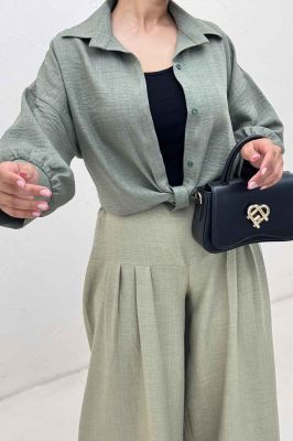 شومیز شانتون گره ای مچ دار