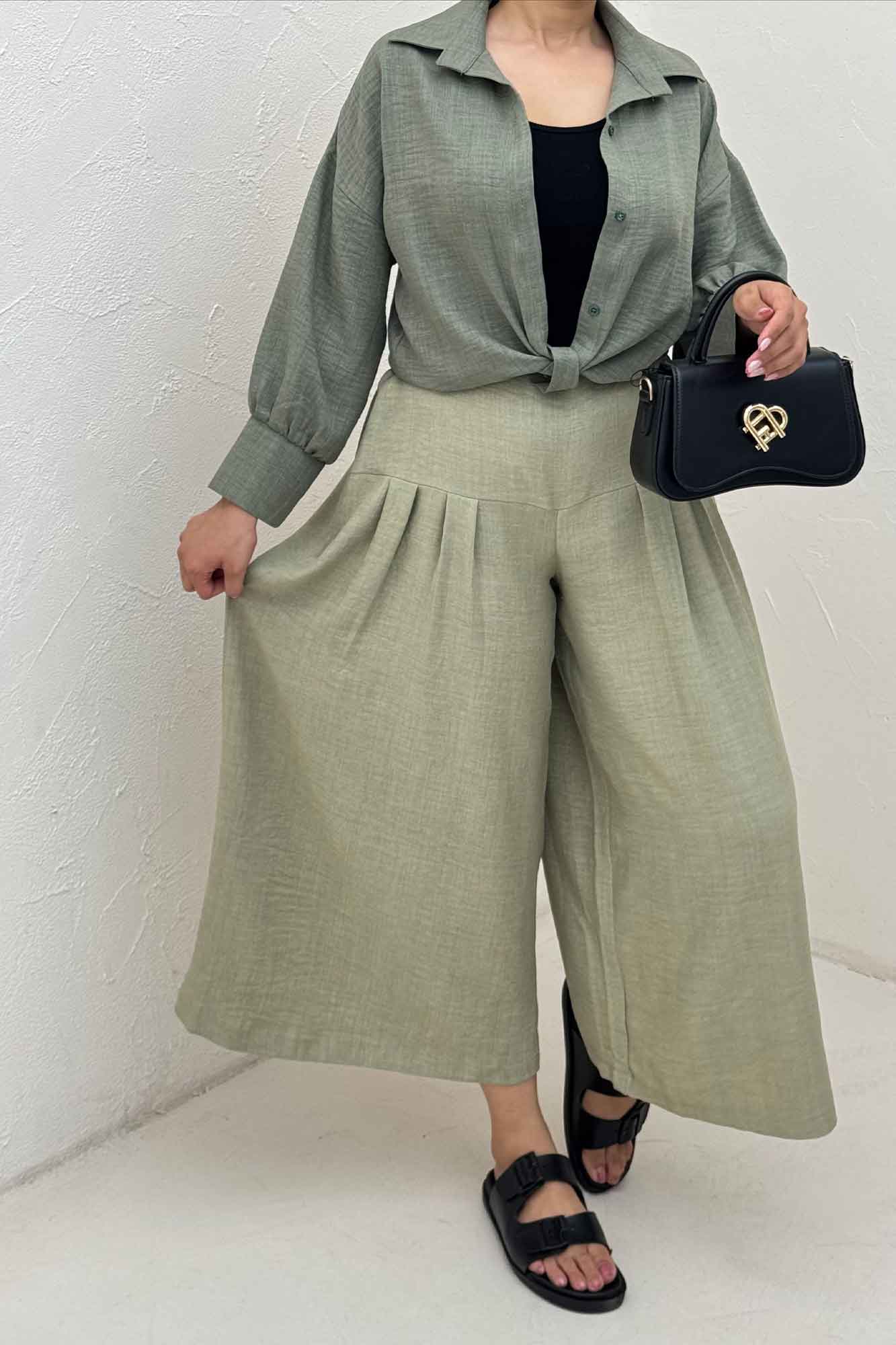 شومیز شانتون گره ای مچ دار