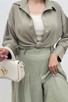 شومیز شانتون گره ای مچ دار