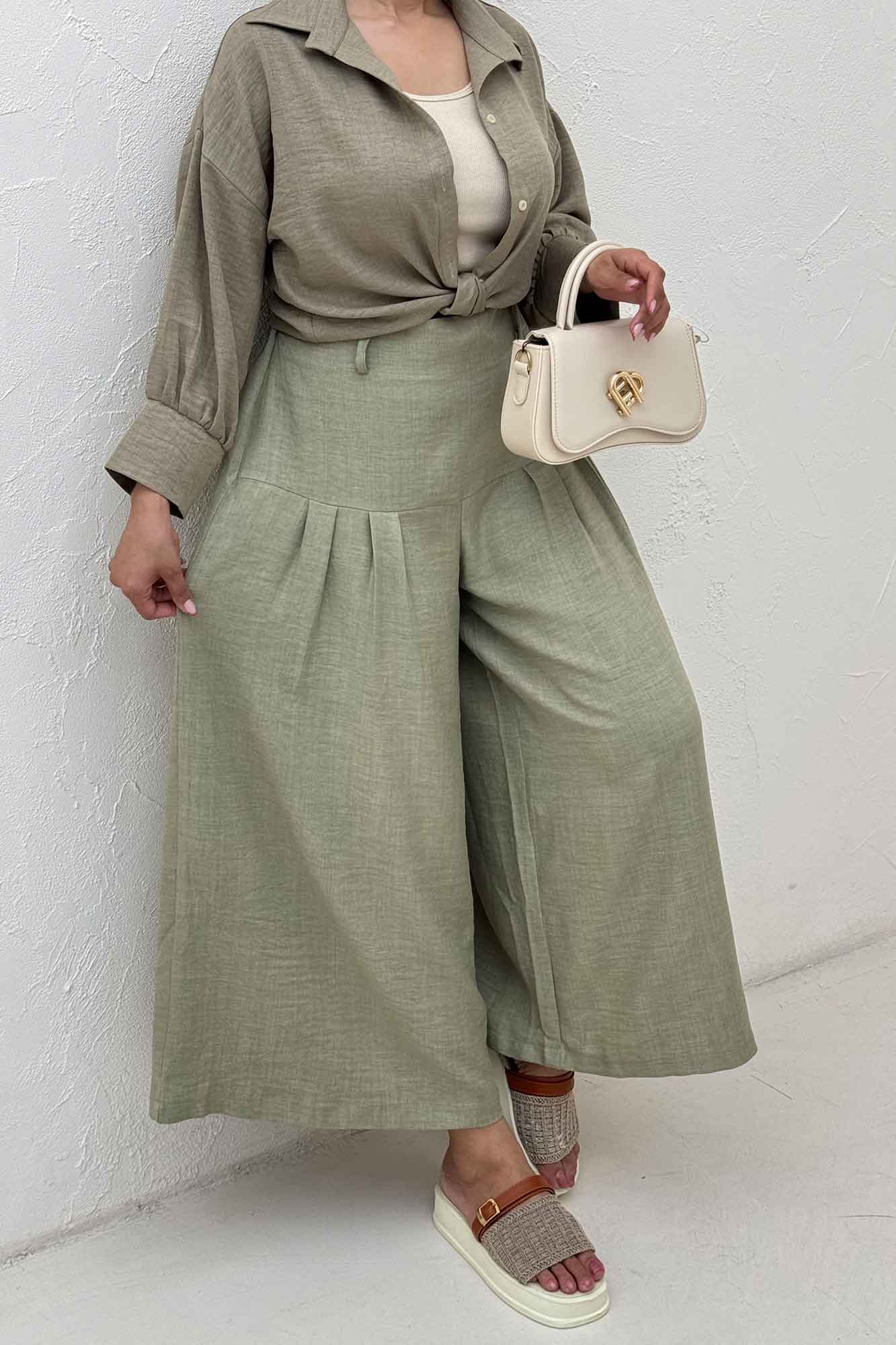 شومیز شانتون گره ای مچ دار