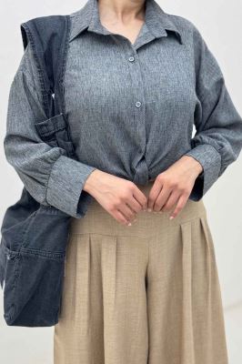 شومیز لینن زارا گره ای مچ دار