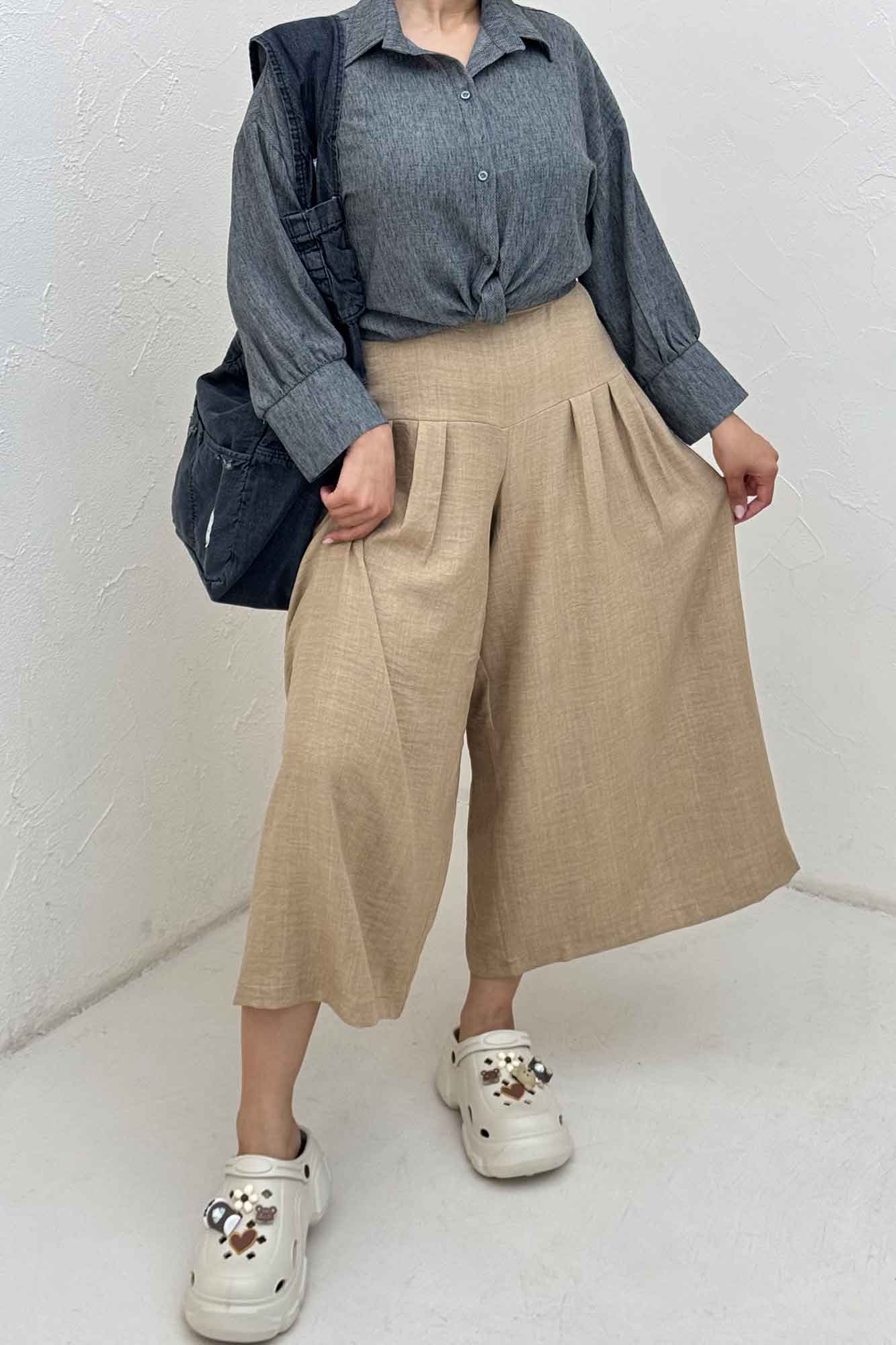 شومیز لینن زارا گره ای مچ دار