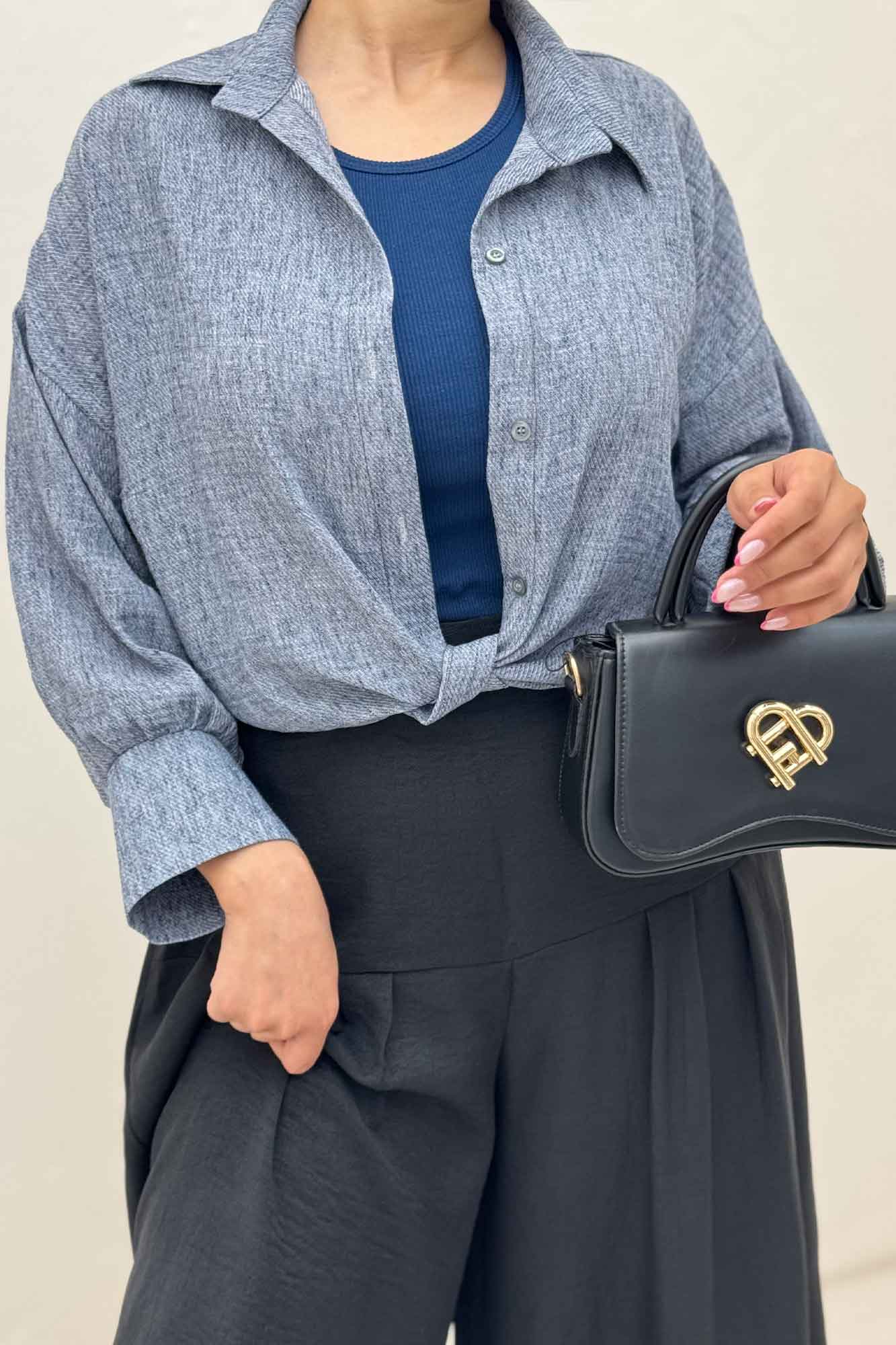 شومیز لینن زارا گره ای مچ دار