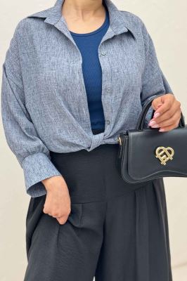 شومیز لینن زارا گره ای مچ دار