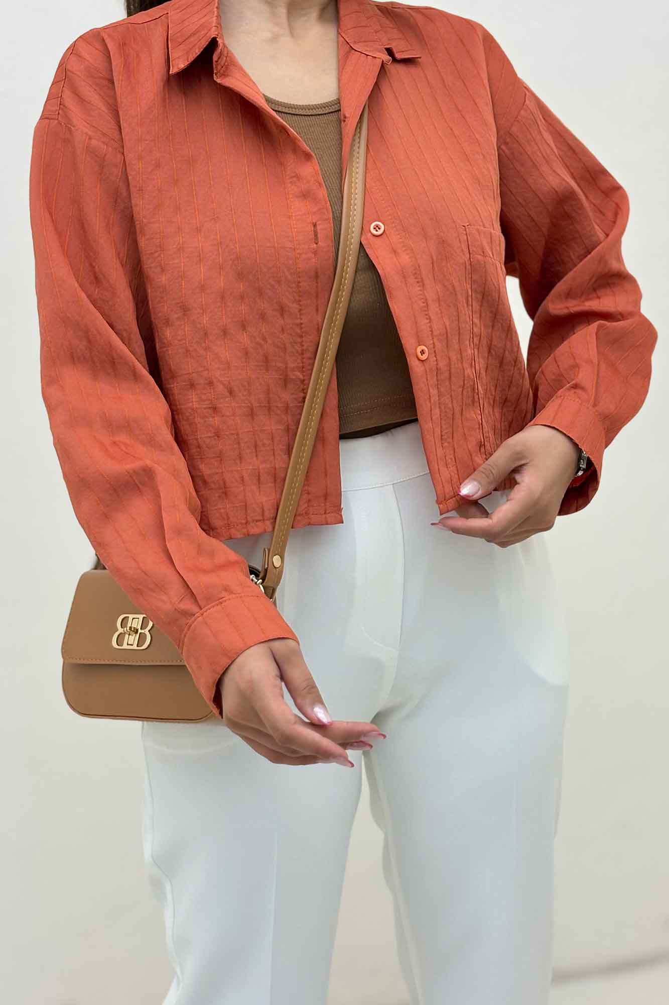 شومیز کراپ پلوتی تک جیب