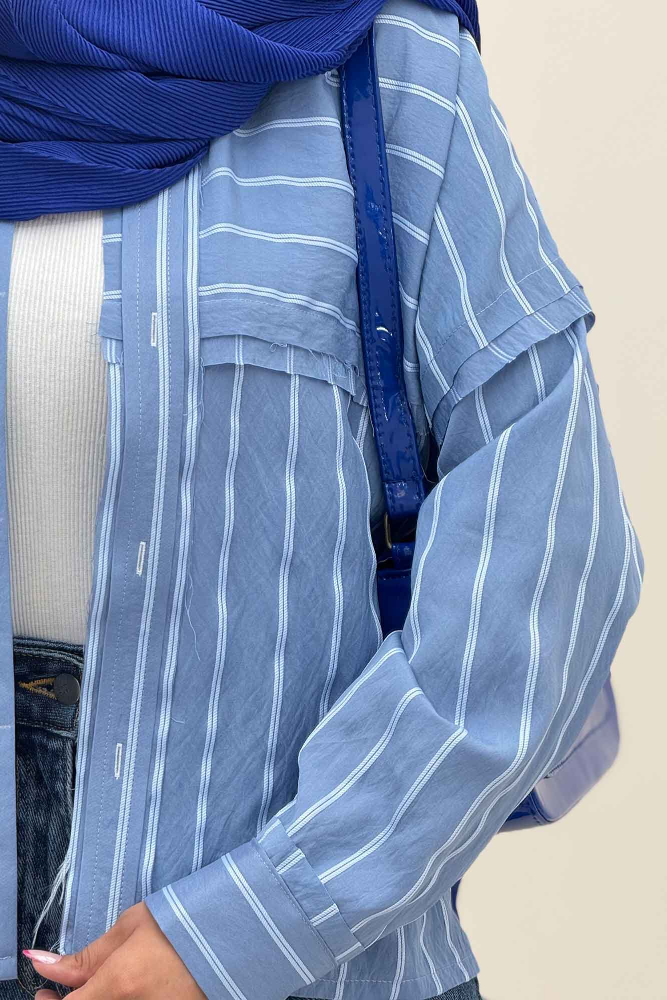 شومیز مانتویی parry راه راه لبه کات