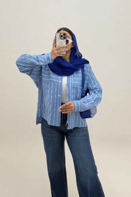 شومیز مانتویی parry راه راه لبه کات