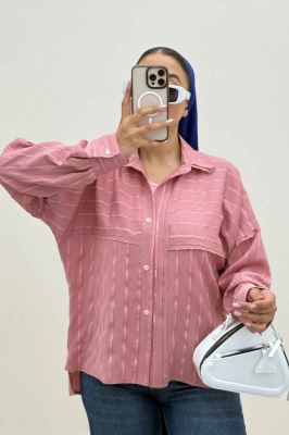 شومیز مانتویی parry راه راه لبه کات