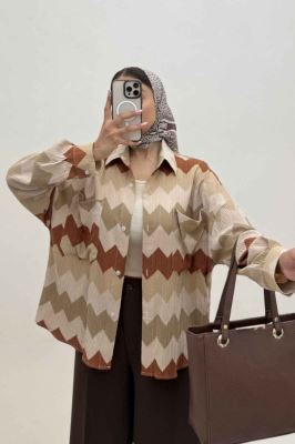 شومیز مانتویی کراش چاپی دو جیب