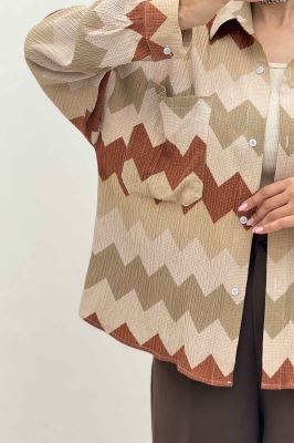 شومیز مانتویی کراش چاپی دو جیب