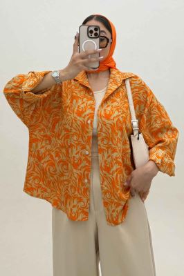 شومیز مانتویی کراش چاپی دو جیب