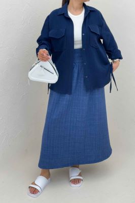 مانتو دو جیب پاکتی دبل فیس بغل بند