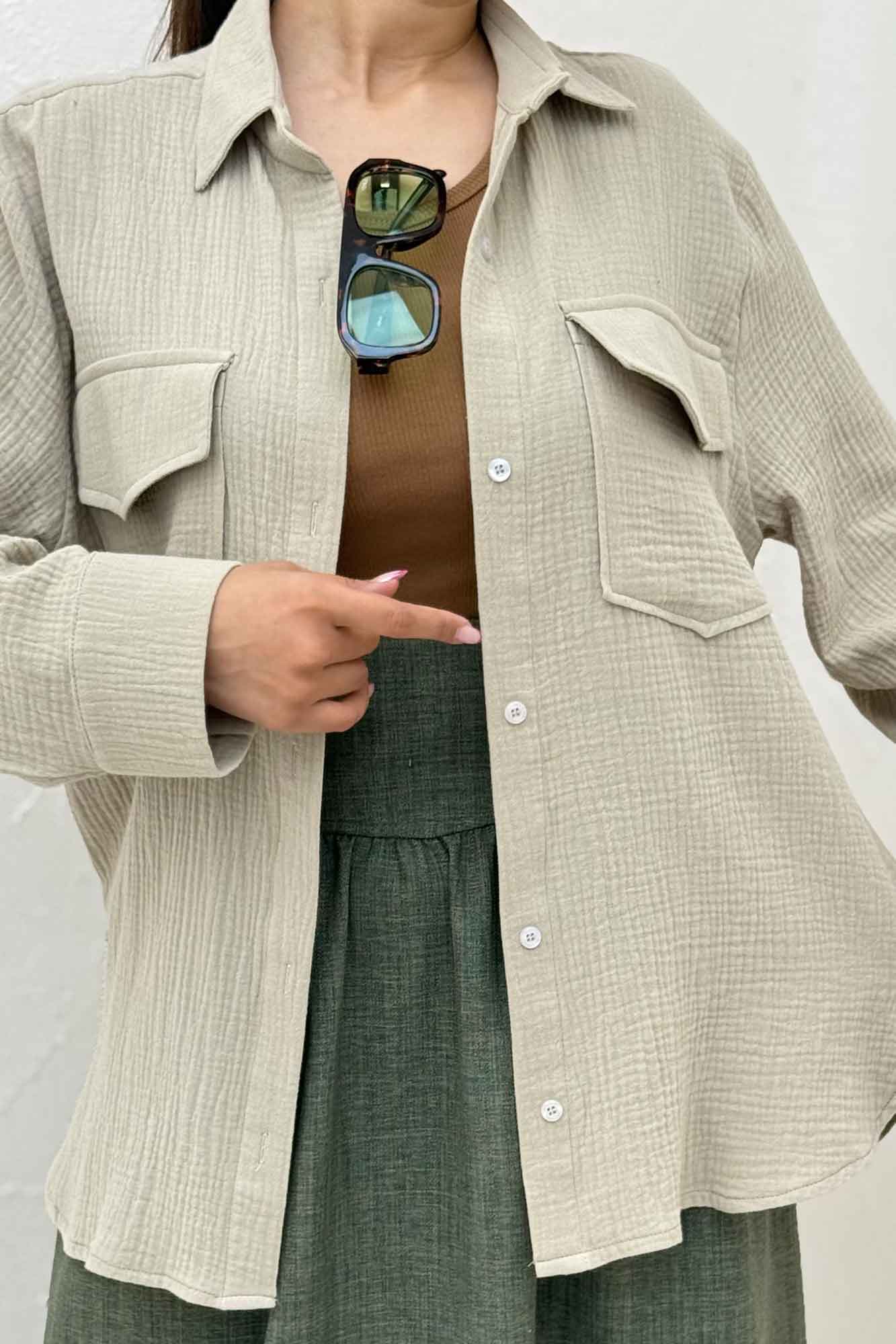 مانتو دو جیب پاکتی دبل فیس بغل بند