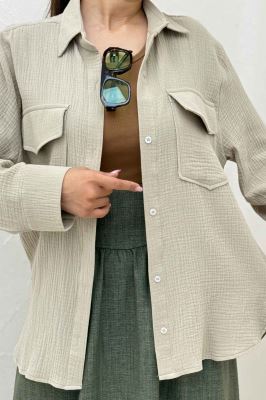 مانتو دو جیب پاکتی دبل فیس بغل بند