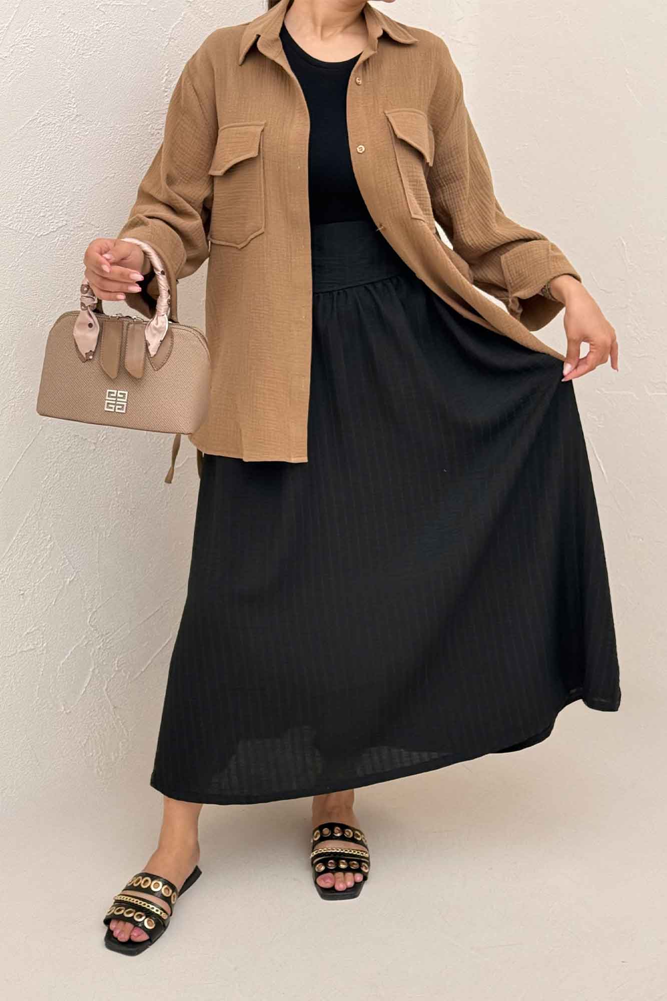 مانتو دو جیب پاکتی دبل فیس بغل بند