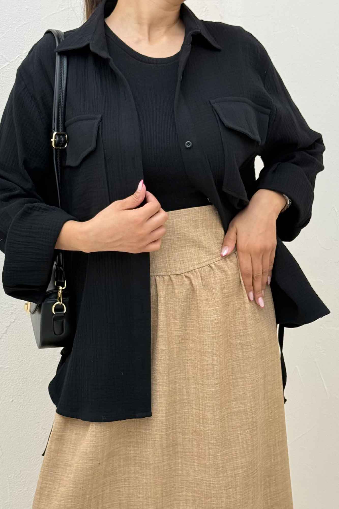 مانتو دو جیب پاکتی دبل فیس بغل بند