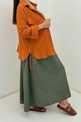 مانتو دو جیب پاکتی دبل فیس بغل بند