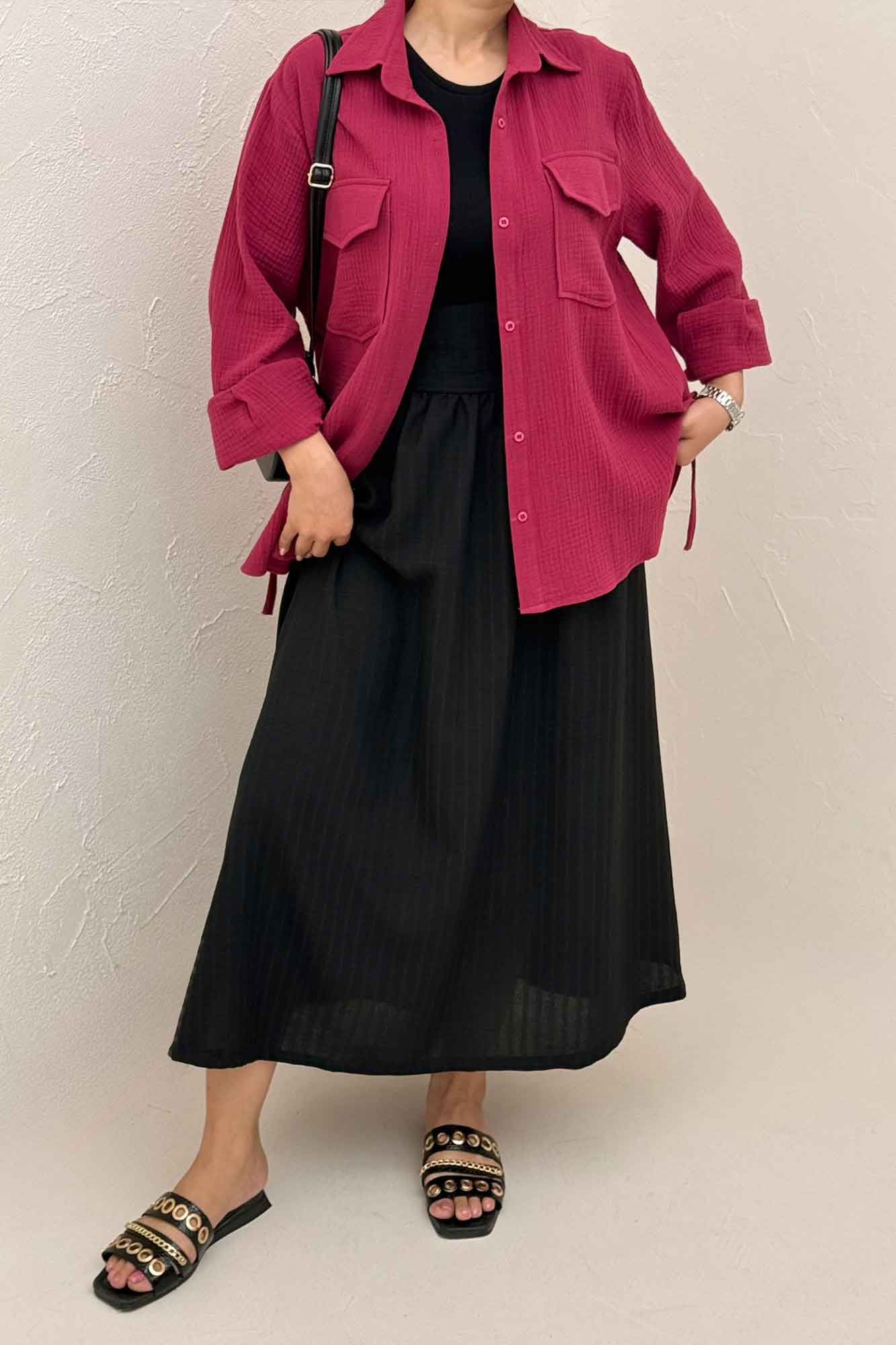 مانتو دو جیب پاکتی دبل فیس بغل بند