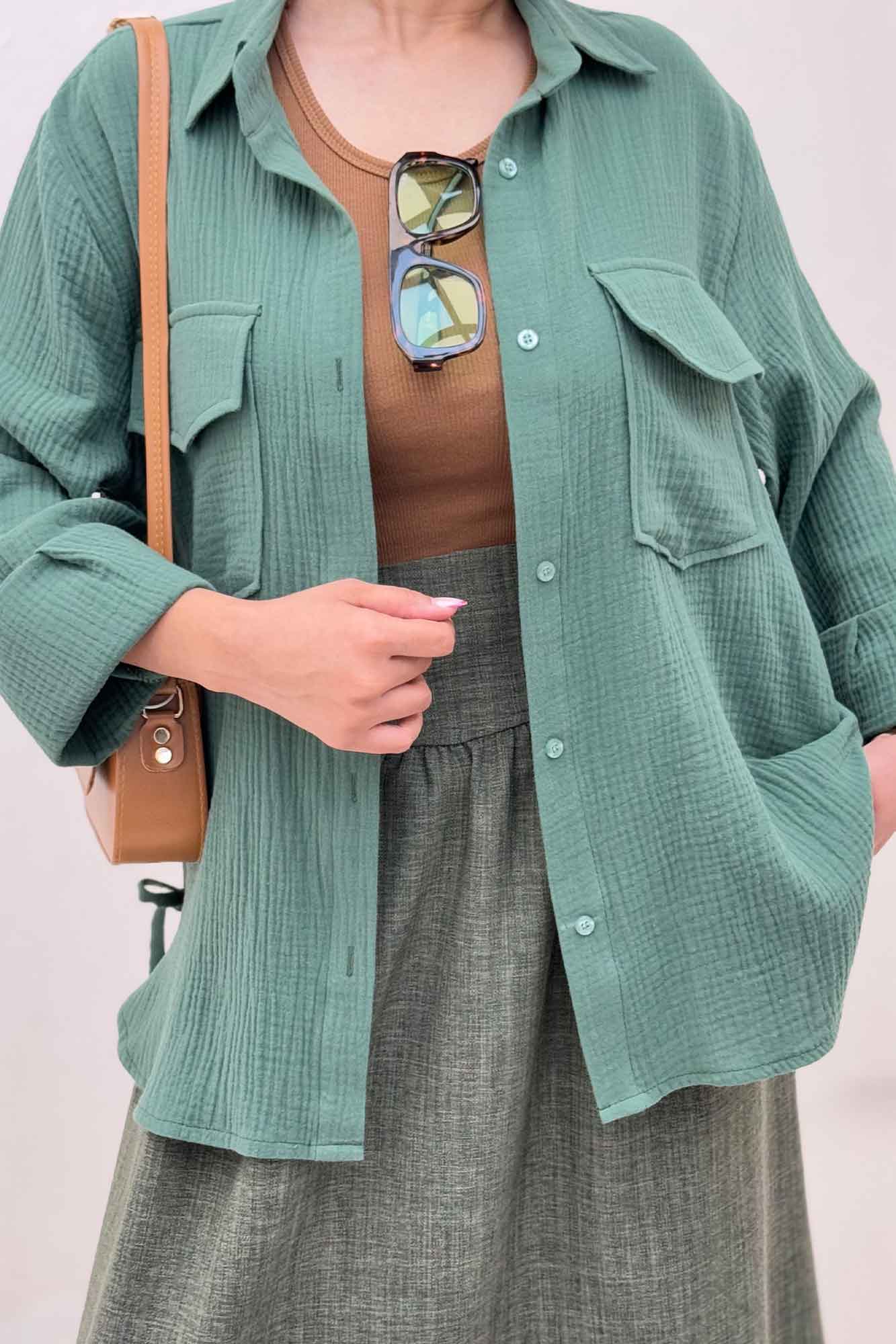 مانتو دو جیب پاکتی دبل فیس بغل بند