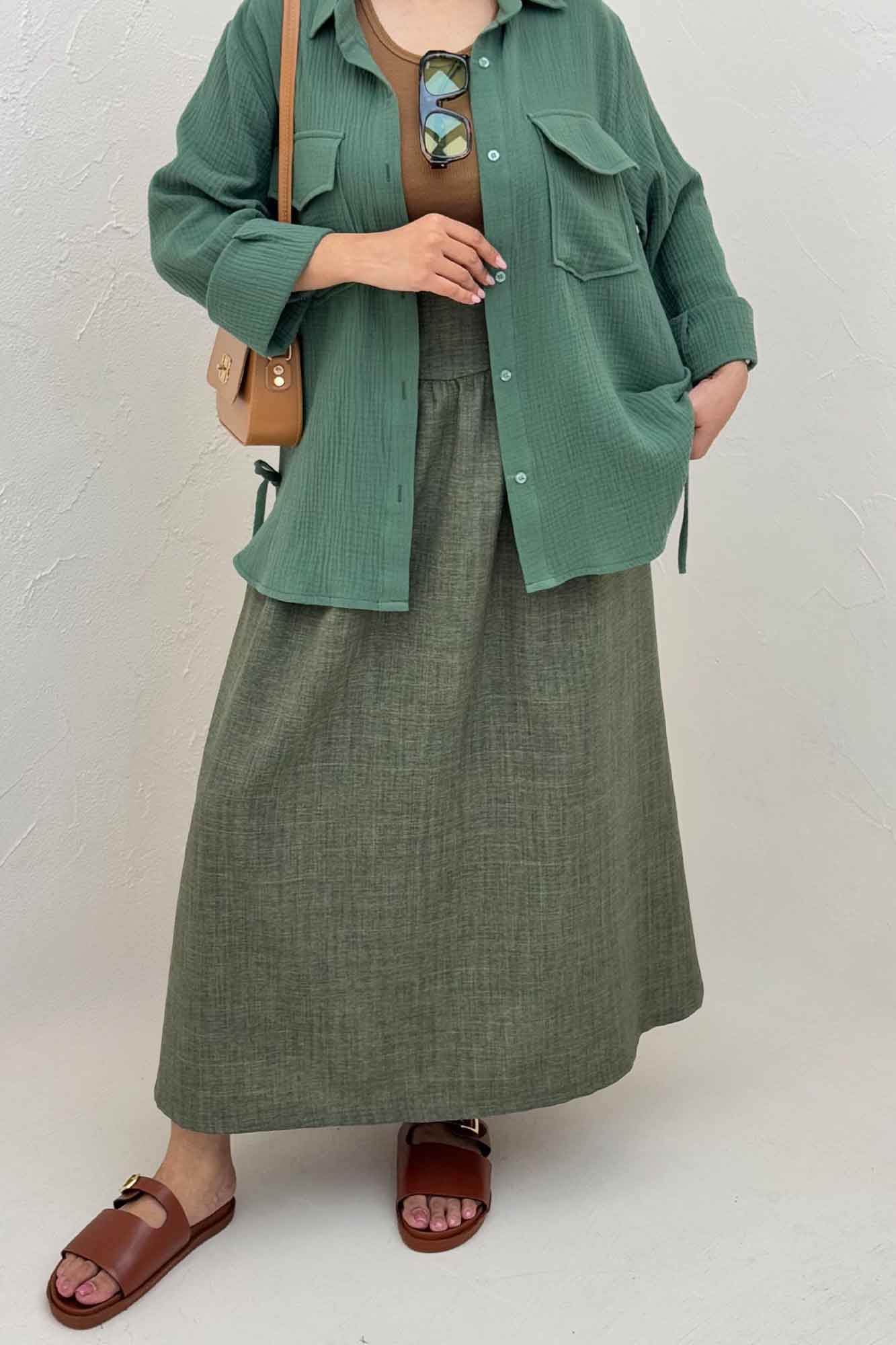 مانتو دو جیب پاکتی دبل فیس بغل بند