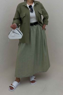 مانتو دو جیب پاکتی دبل فیس بغل بند