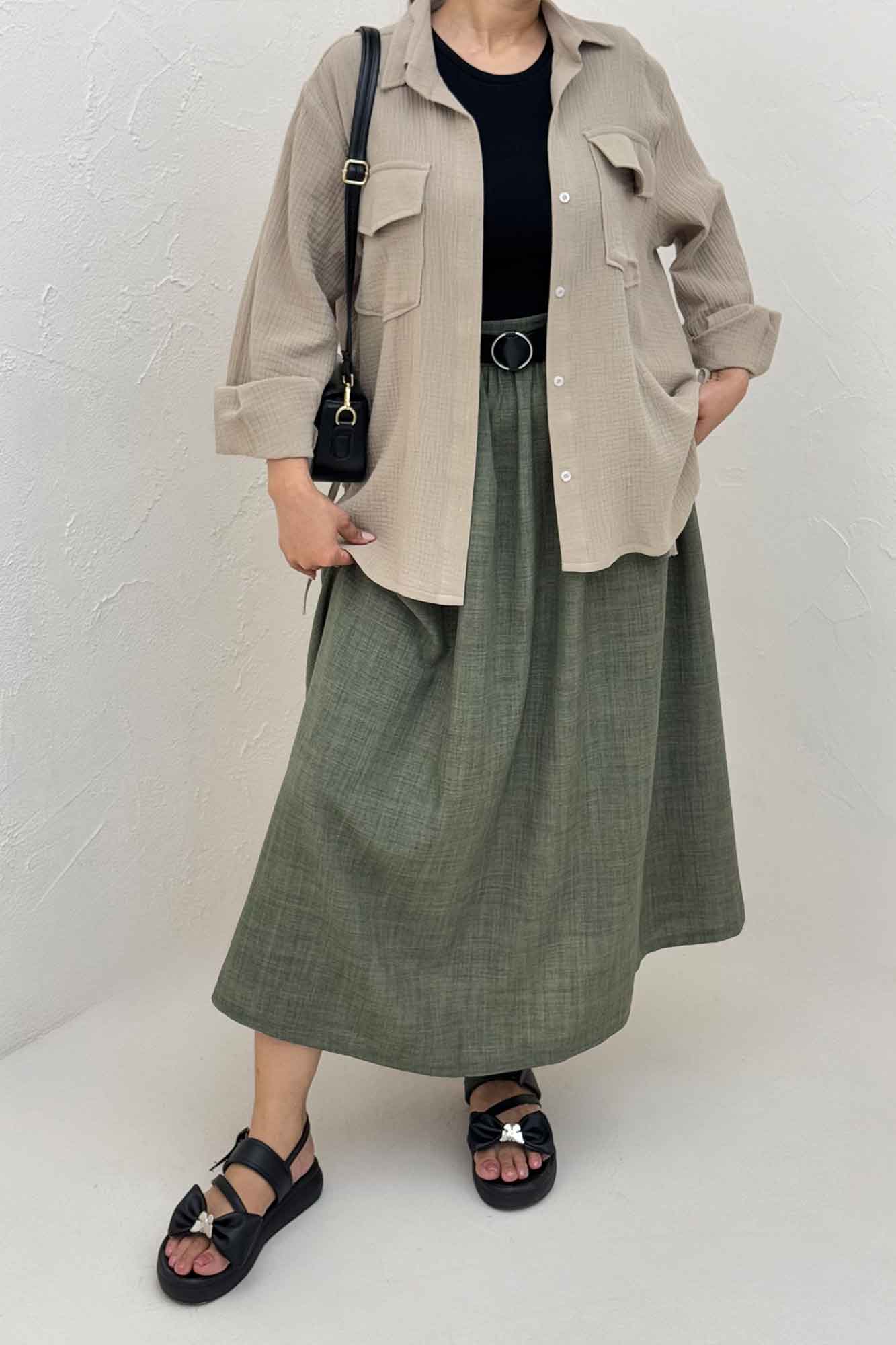 مانتو دو جیب پاکتی دبل فیس بغل بند