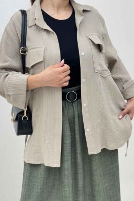 مانتو دو جیب پاکتی دبل فیس بغل بند