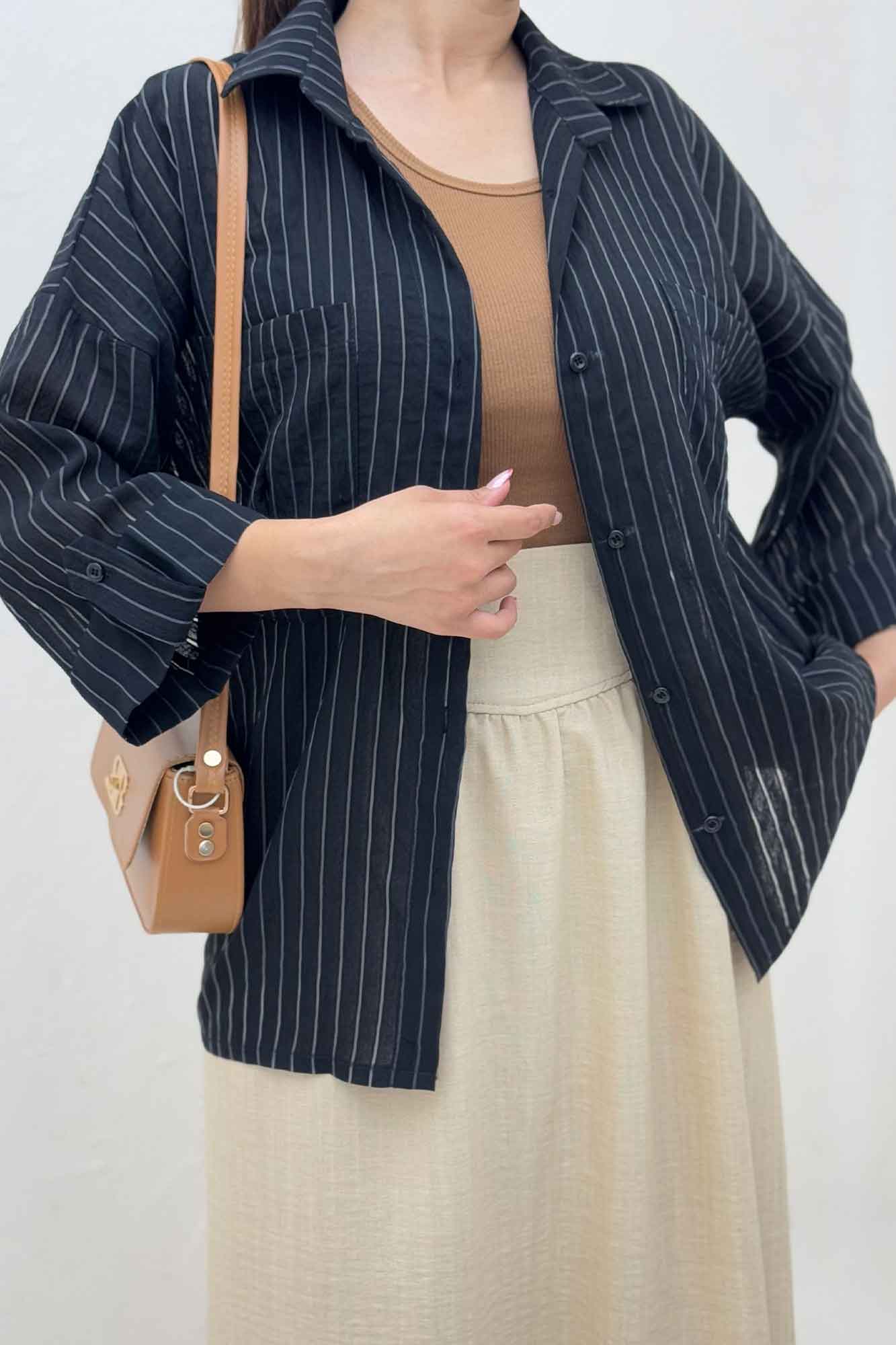 شومیز مانتویی دو جیب پاکتی سزار پاگن دار